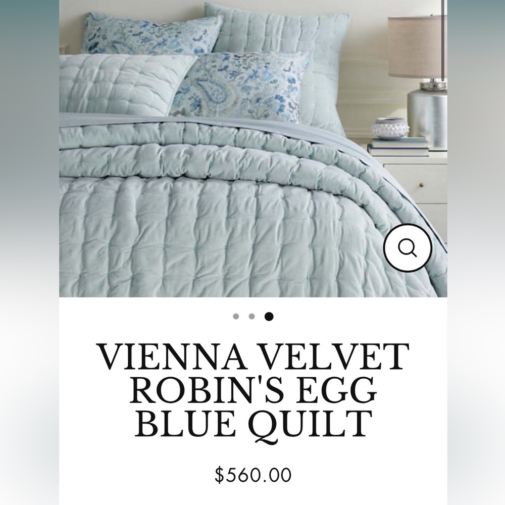 NWOT Pine Cone Hill / Annie Selke Vienna Velvet Quilt with 2 Pillow Shams